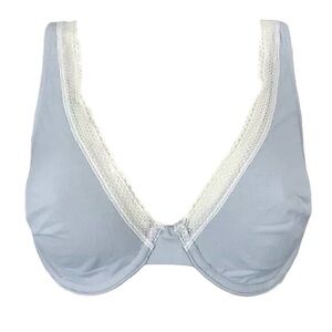 New Victorias Secret Unlined Demi Bra Lace Trim Sheer Stretch Gray